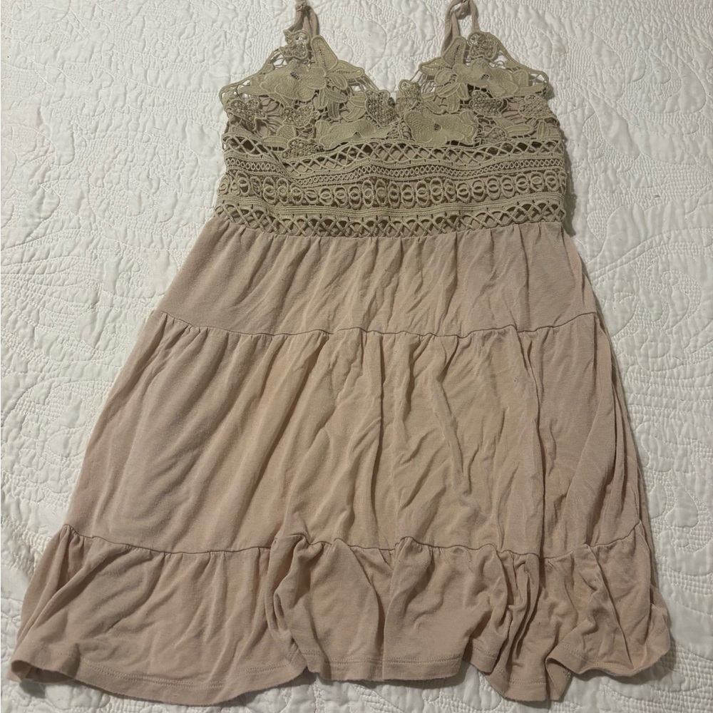 Ardene Lace Trim Beige Dress